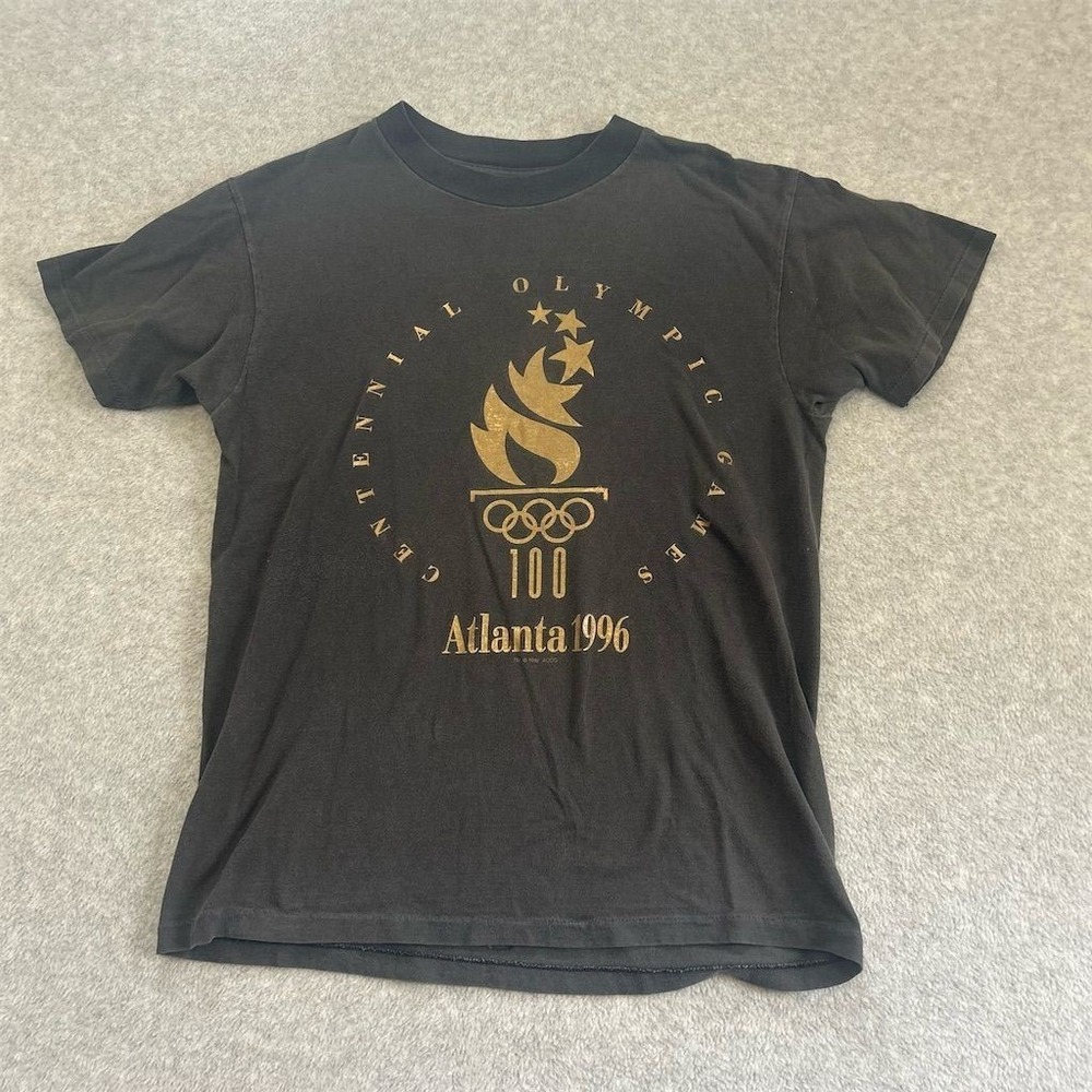 Vintage Olympics Shirt Mens Black Small 1996‎ Atlanta Single Stitch Made in USA
